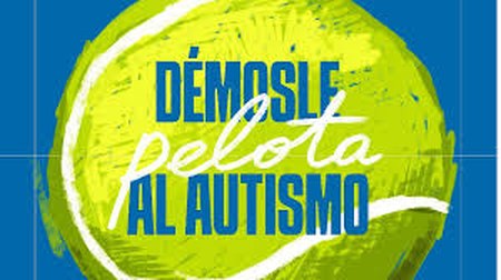Gráfica de la campaña Démosle pelota al autismo, con una pelota de tenis.